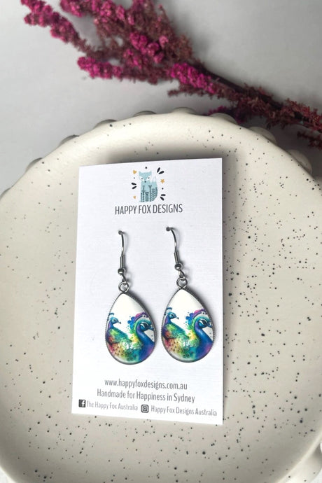 A Peacock Pair - large teardrops
