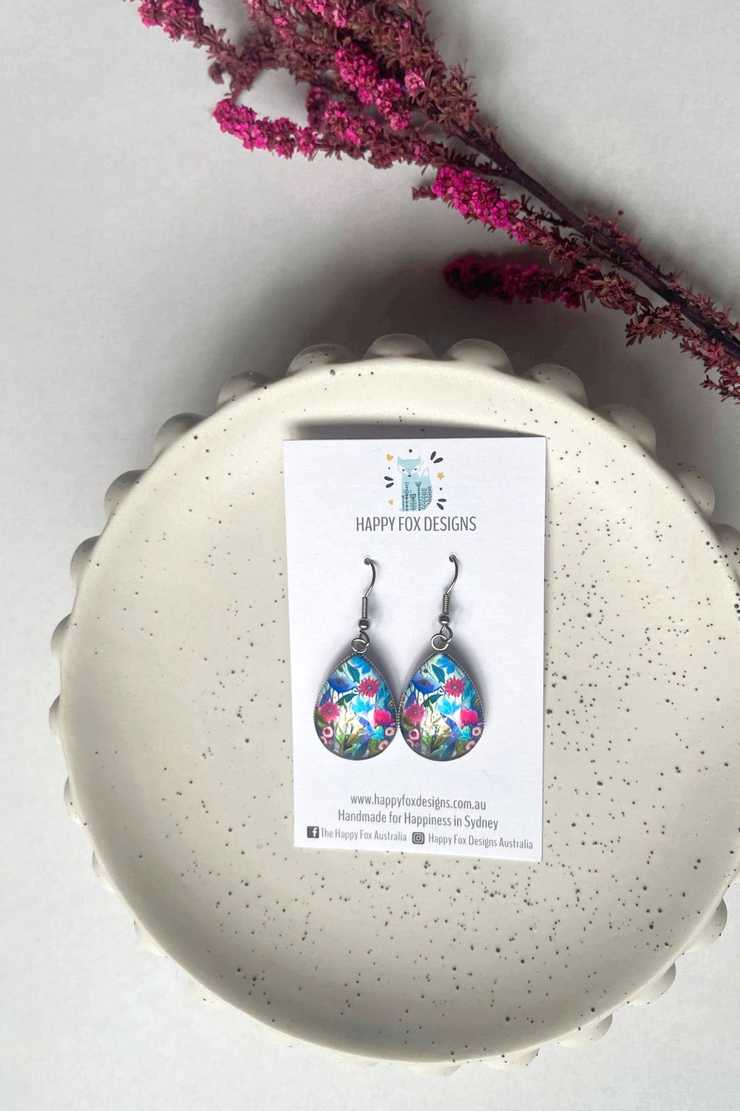 Florals in Blue - large teardrops