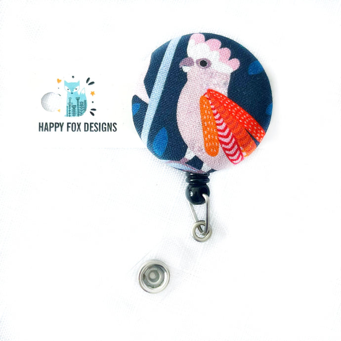 ID Badge Tag Reel - Pink Galah