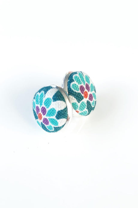 Freya Floral stud in Aqua