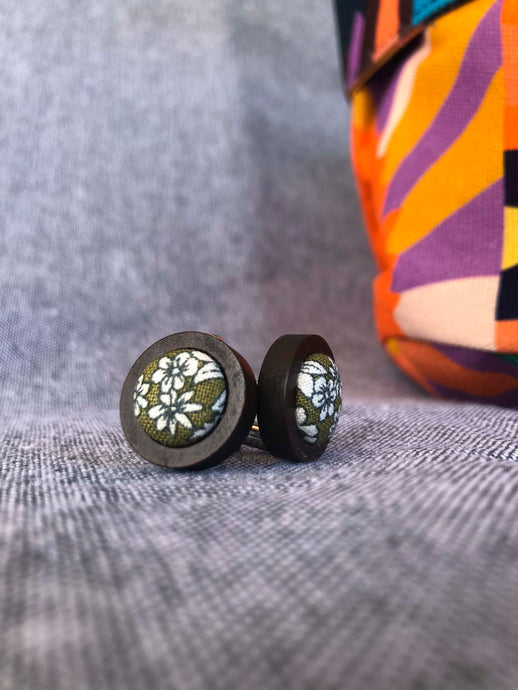 Liberty green Cufflink in Dark wood