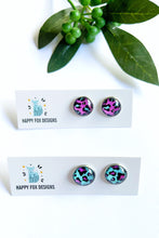 Load image into Gallery viewer, Aqua Leopard skin Stud - Surgical Steel