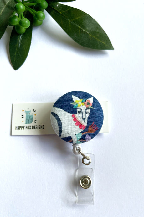 ID Badge Tag Reel - Kangaroo with flowers