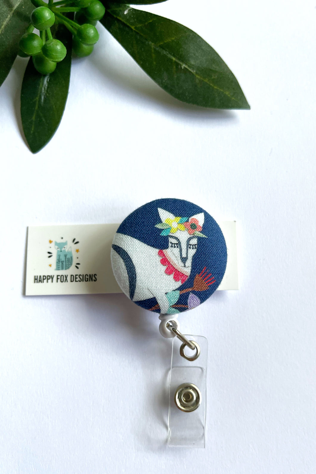 ID Badge Tag Reel - Kangaroo with flowers