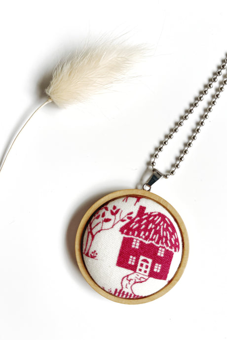 Red Folk House Necklace